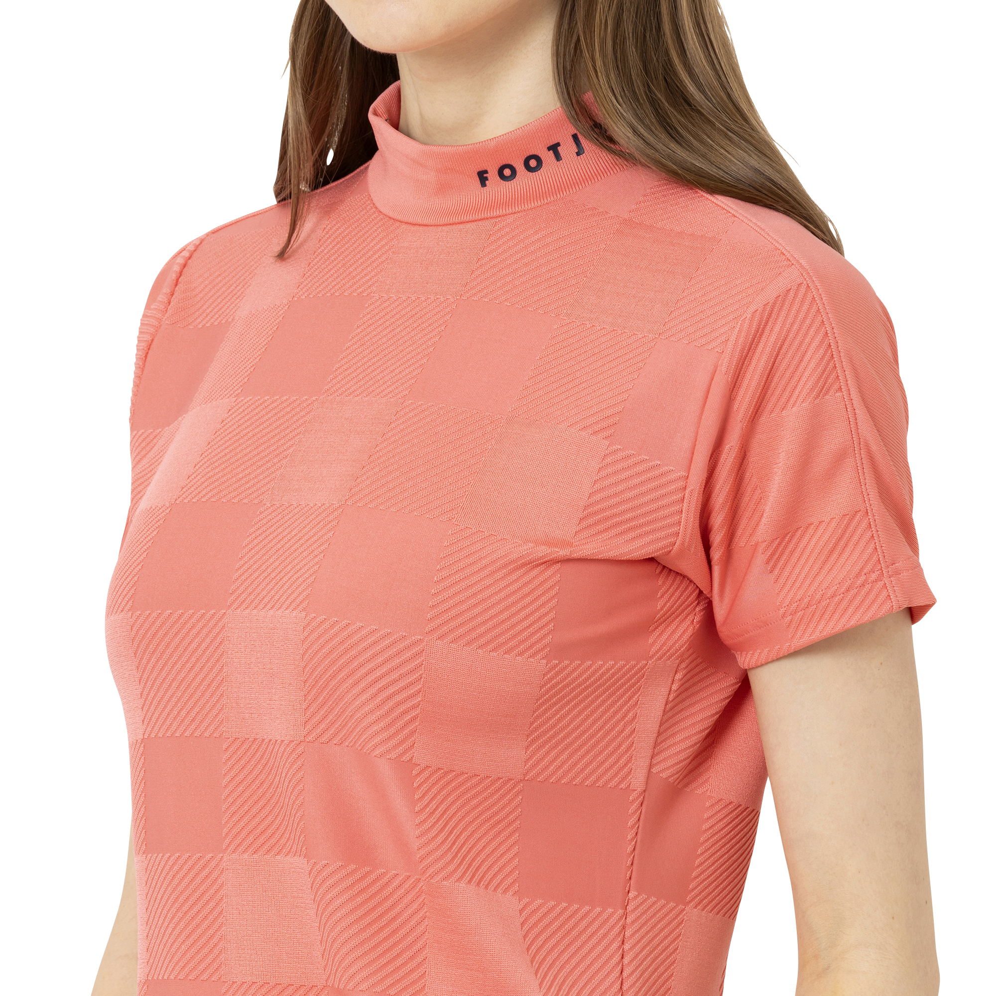 Short Sleeve Jacquard Mock Shirts Women