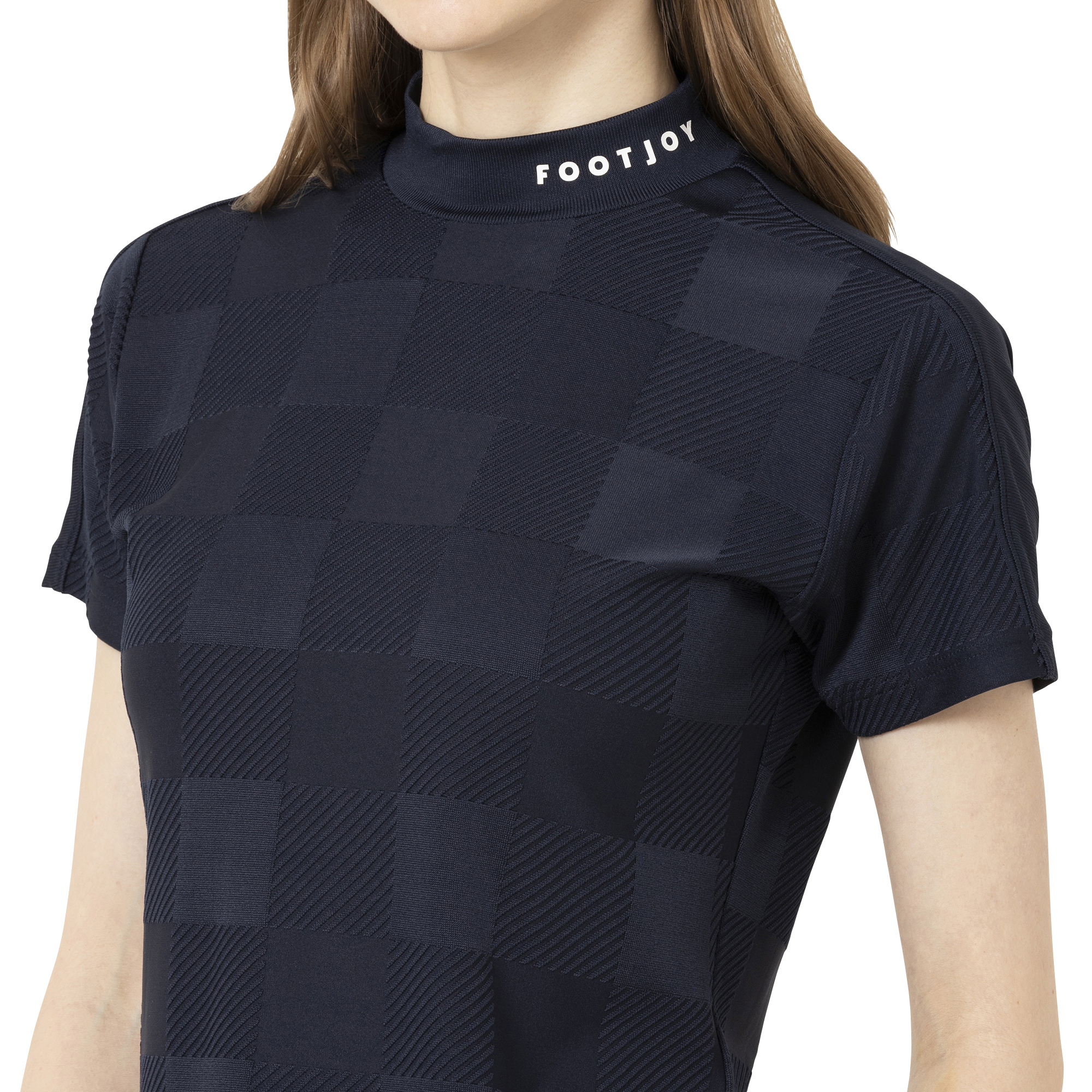 Short Sleeve Jacquard Mock Shirts Women