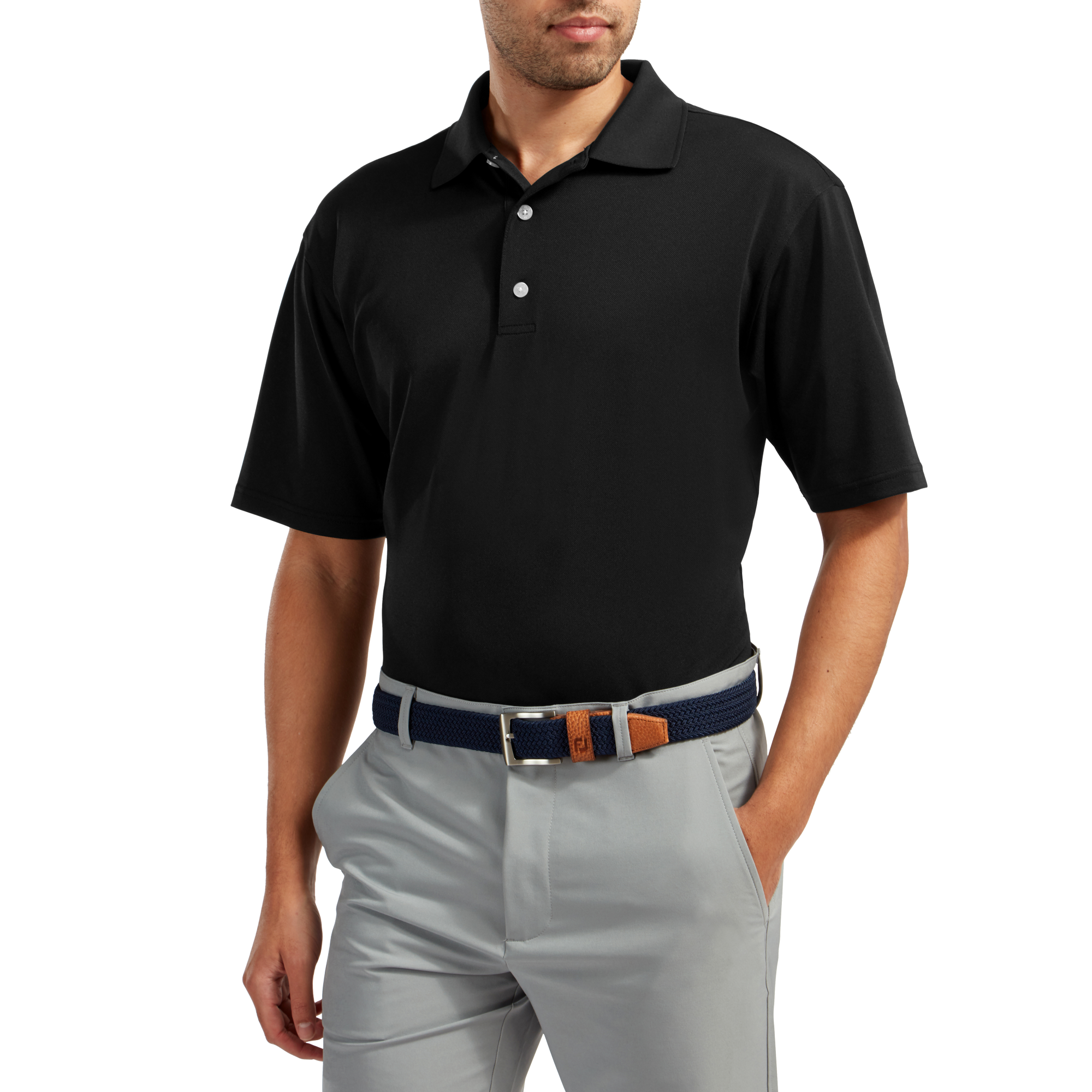 Stretch Pique Solid Knit Collar