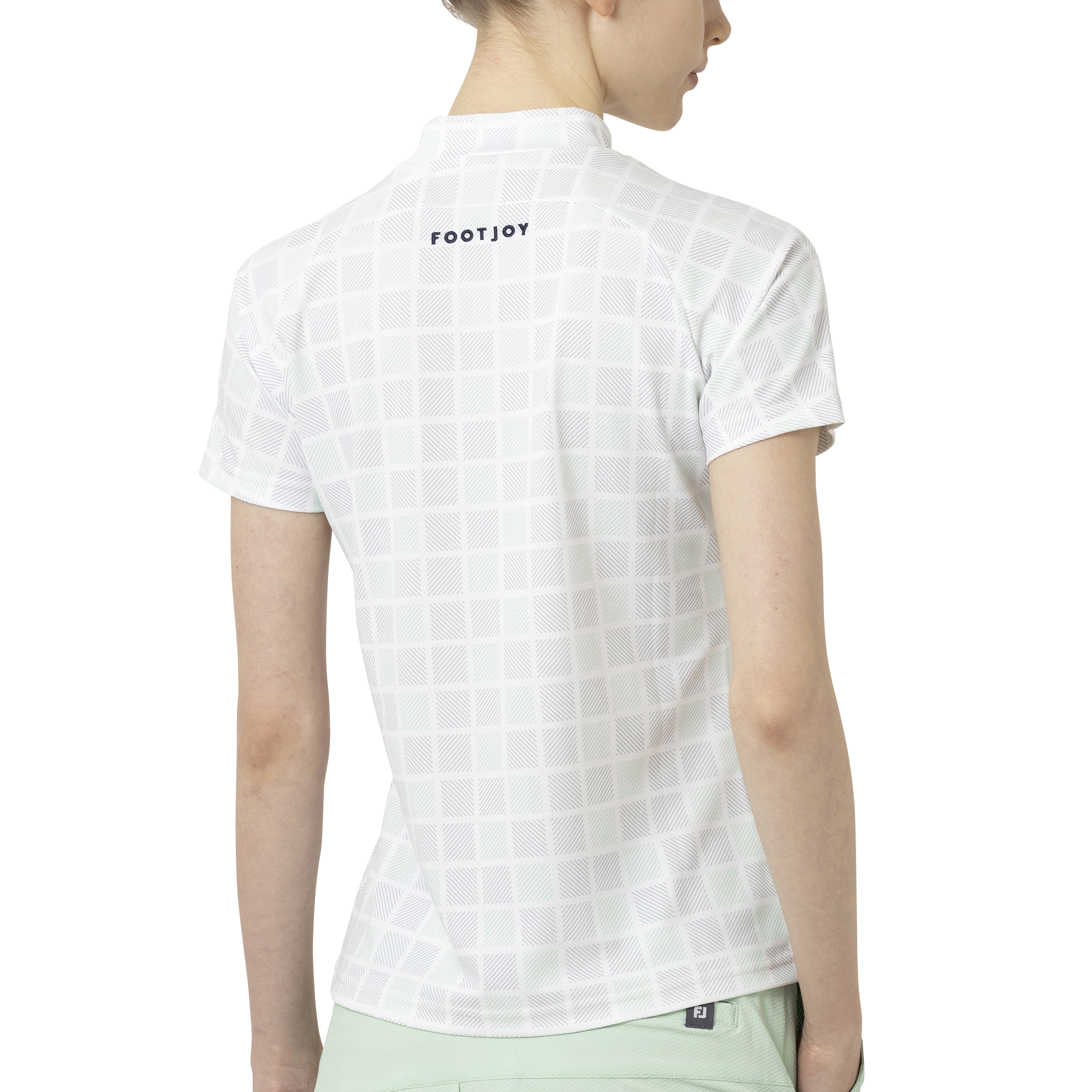 Short Sleeve Print Mock Neck Shirts Women