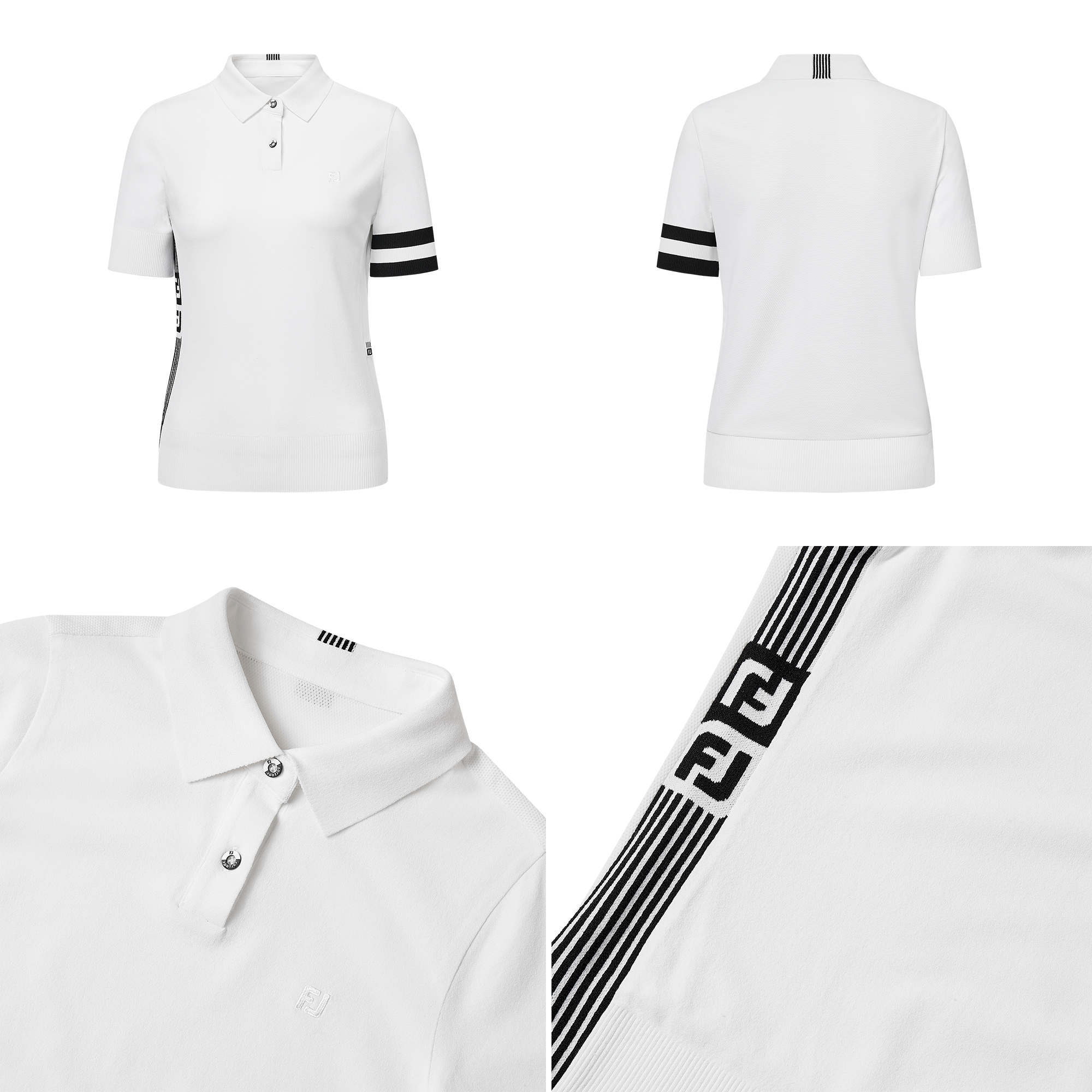 Stripe Logo Short Sleeve Polo Shirt Women