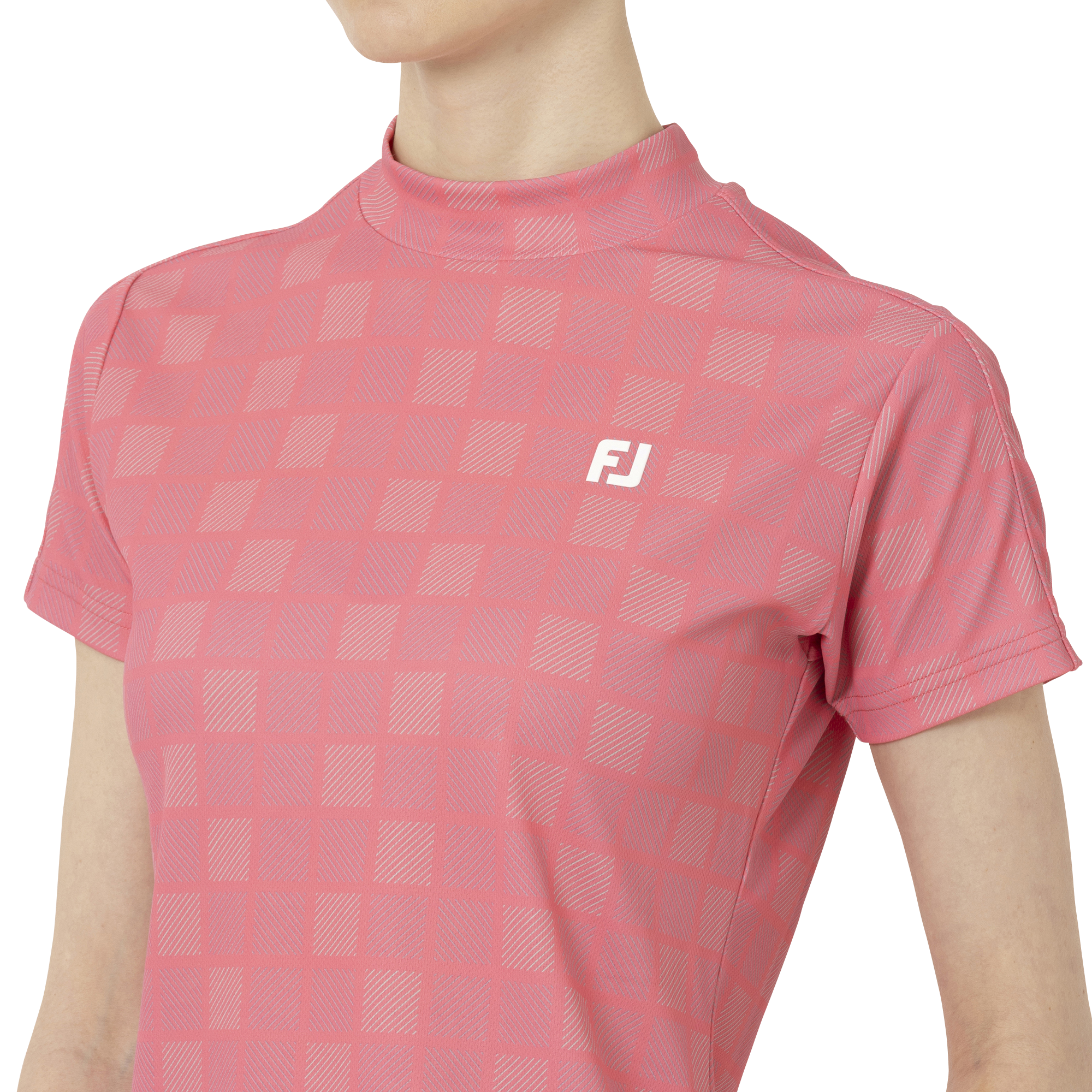 Short Sleeve Print Mock Neck Shirts Women