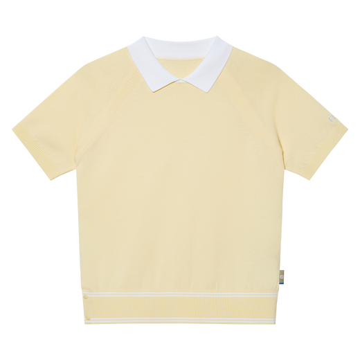 Raglan Knit Polo Shirts Women