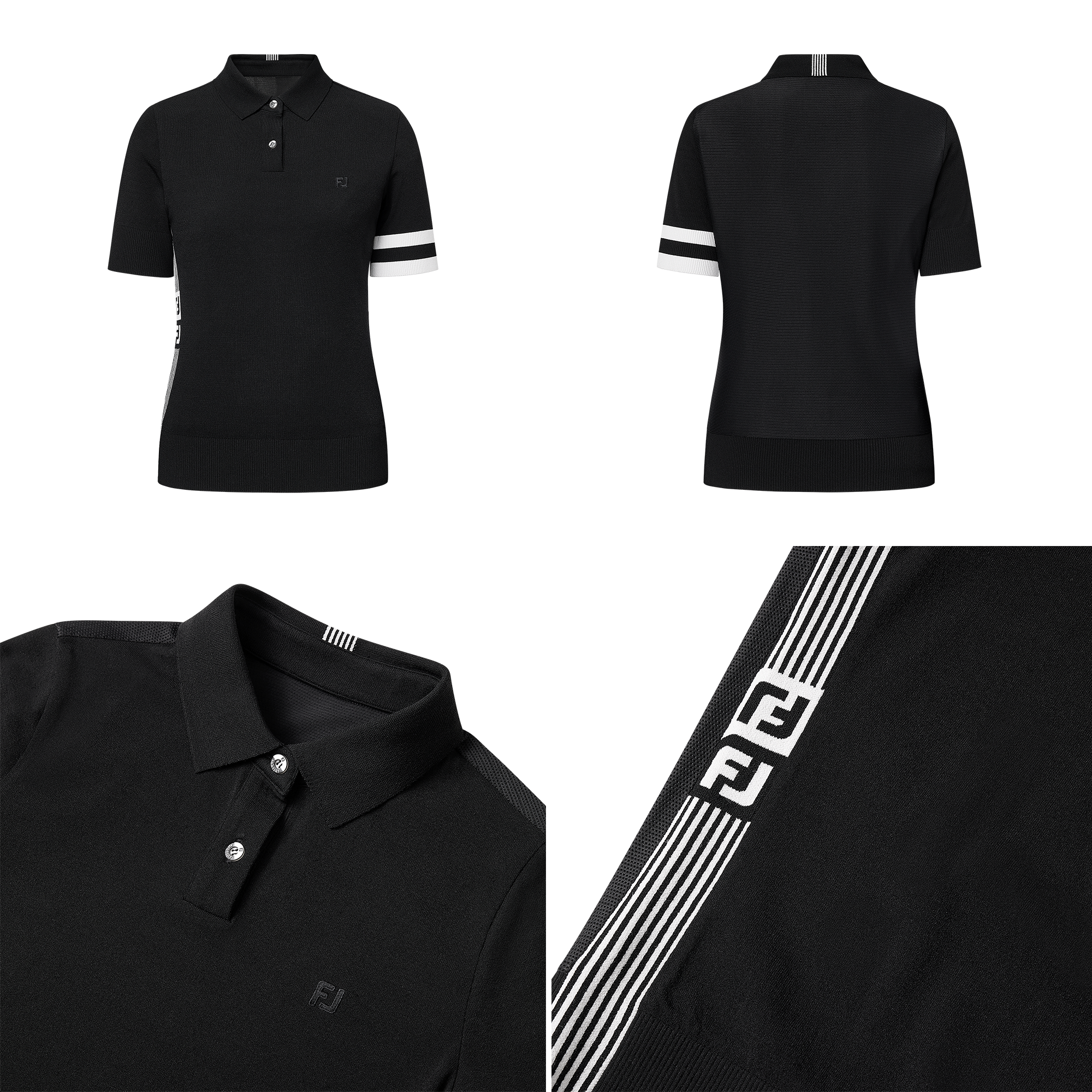 Stripe Logo Short Sleeve Polo Shirt Women
