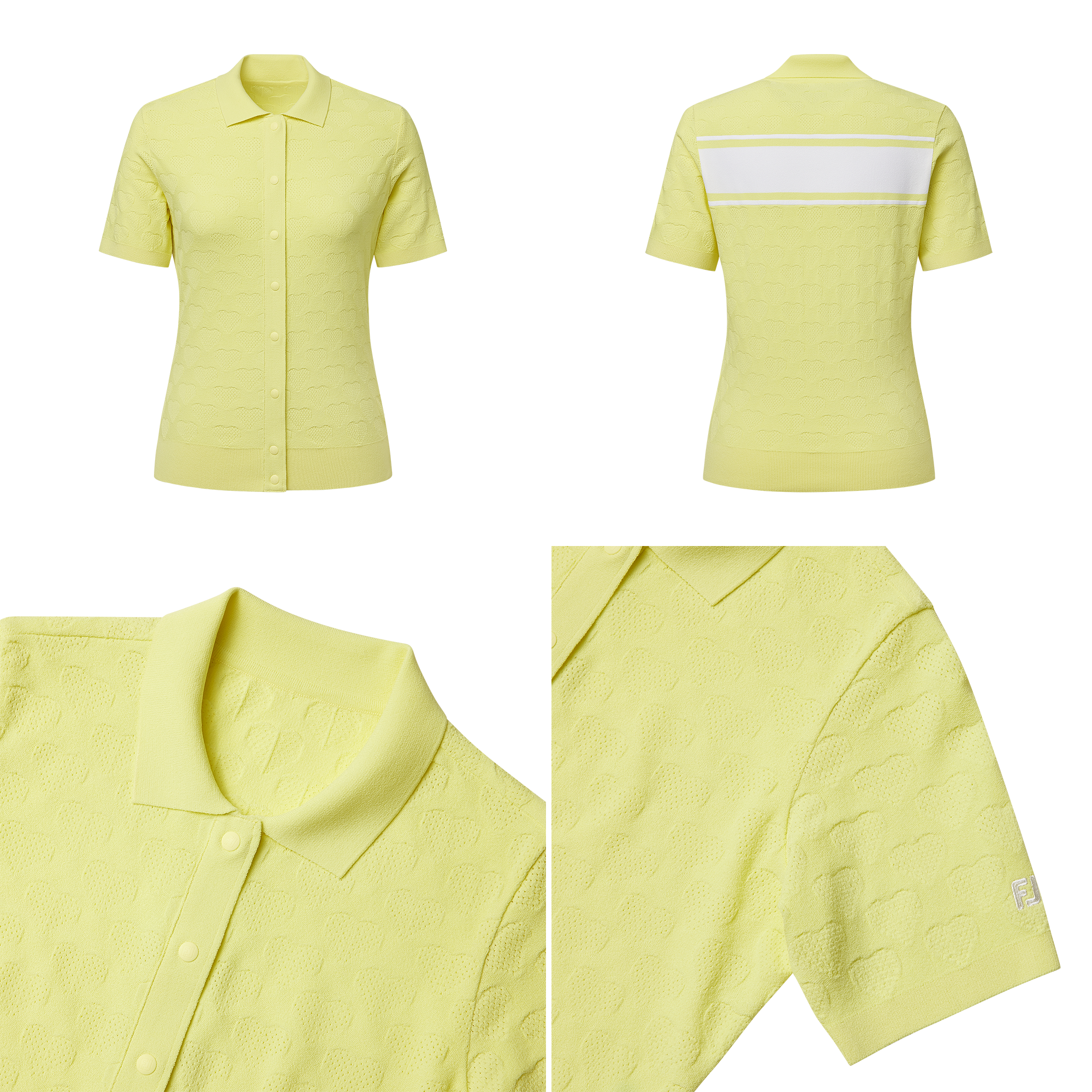 Patterned Open-Collar Polo Shirt Women